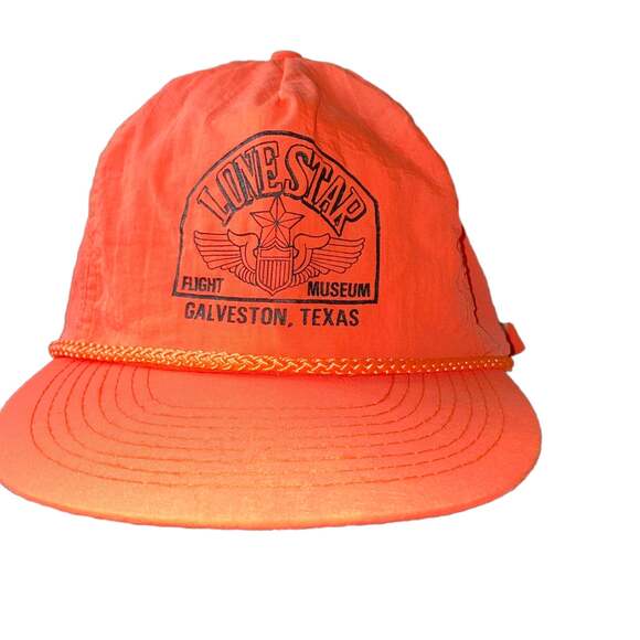 Vintage Lone Star Flight Museum Galveston Texas Hat Cap dad hat neon orange - Picture 1 of 5
